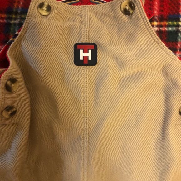 Like New Tommy Hilfiger tan overall bibs for baby for sale - Picture 3 of 5